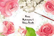 ROSES, HYDRANGEAS & BABY'S BREATH