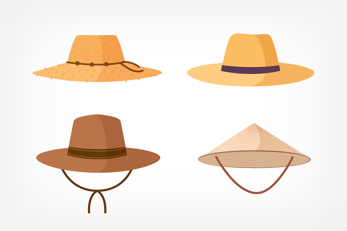 Straw hats set in Illustrations - product preview 8