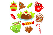 Christmas food and drink icons