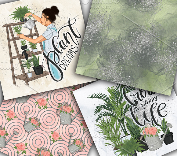 Plant Lady Clipart Graphic Design in Illustrations - product preview 4