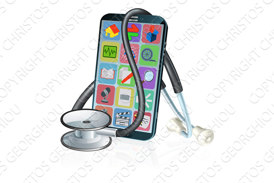 Mobile Phone Medical Health App in Illustrations - product preview 8