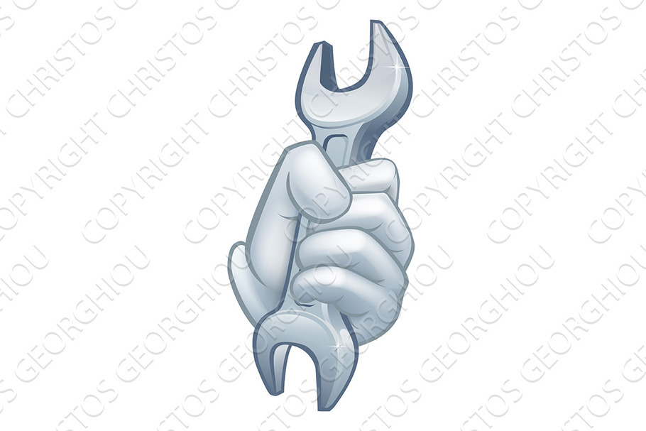 Hand Holding Spanner Icon Concept in Illustrations - product preview 8