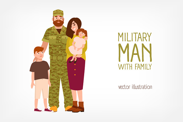 Soldier with family illustration