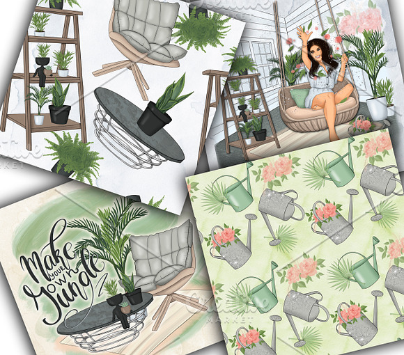 Plant Lady Clipart Graphic Design in Illustrations - product preview 8