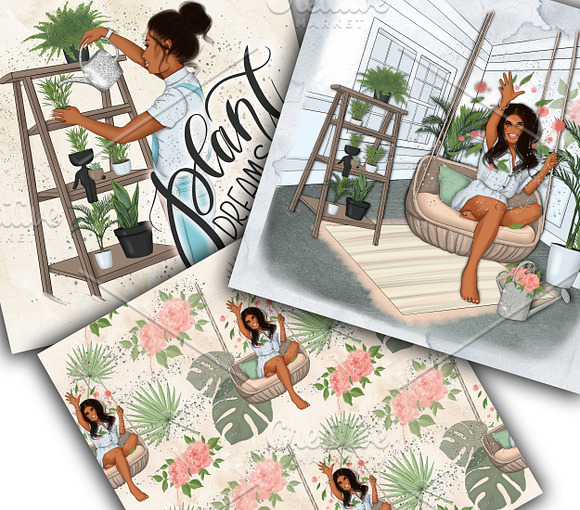 Plant Lady Clipart Graphic Design in Illustrations - product preview 10