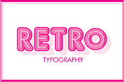 pink retro typography vector
