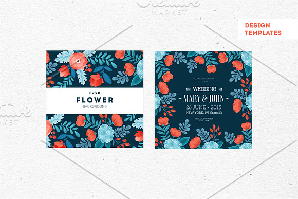 Lovely Flowers backgrounds and cards in Illustrations - product preview 3