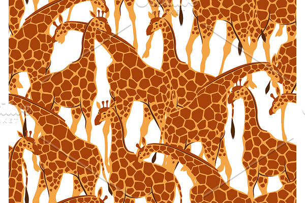 Seamless pattern with of giraffes.