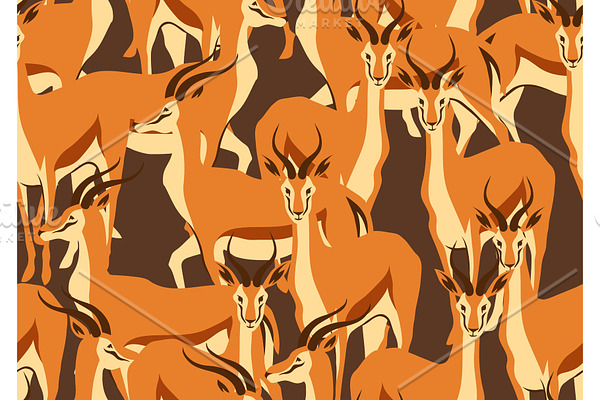 Seamless pattern with of gazelles.