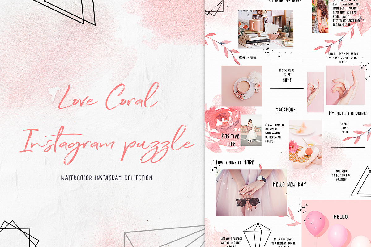 Love Coral instagram puzzle in Instagram Templates - product preview 8