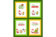 New Year Cards Set with Santa Claus