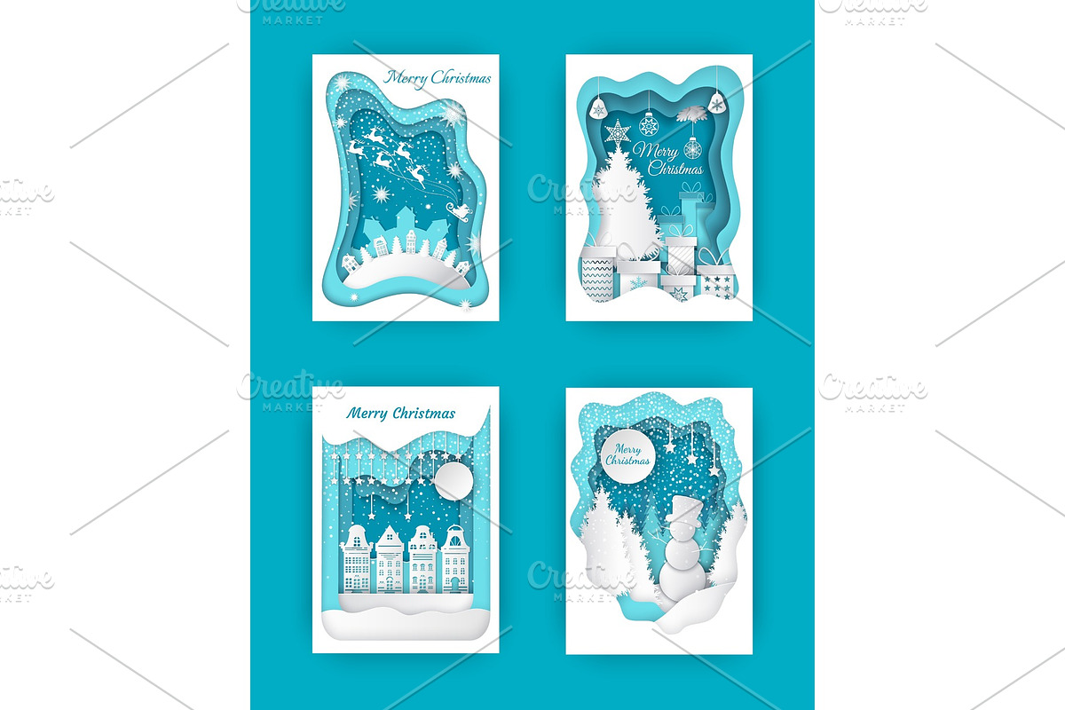 Merry Christmas Paper Cut, Snowman in Objects - product preview 8