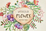 Watercolor Flower Vector Pack
