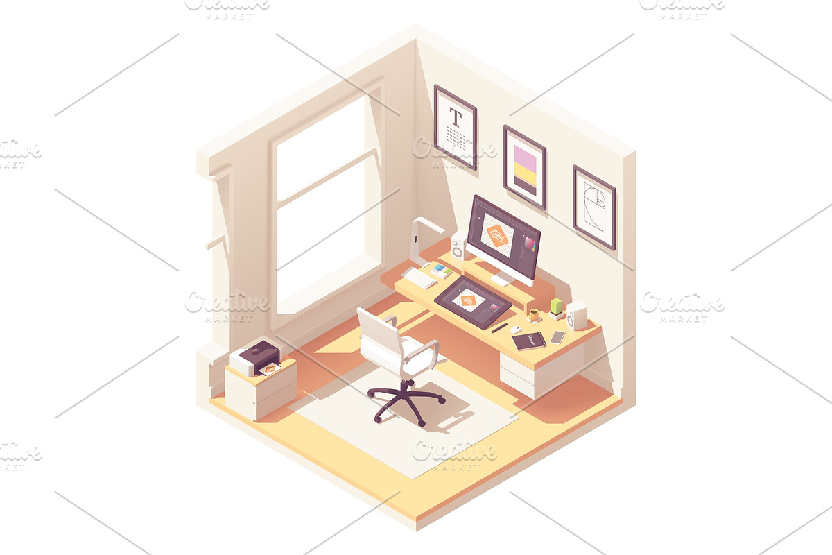 Isometric graphic designer workplace in Illustrations - product preview 8