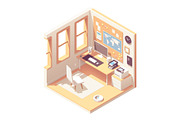 Vector isometric home office room
