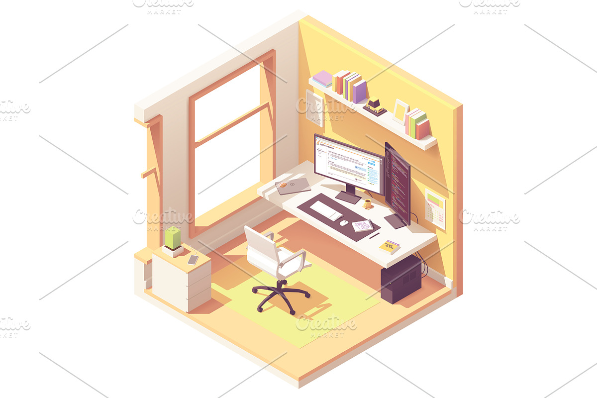 Isometric programmer workplace in Illustrations - product preview 8