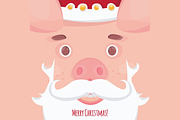 Cute pig. Christmas poster banner