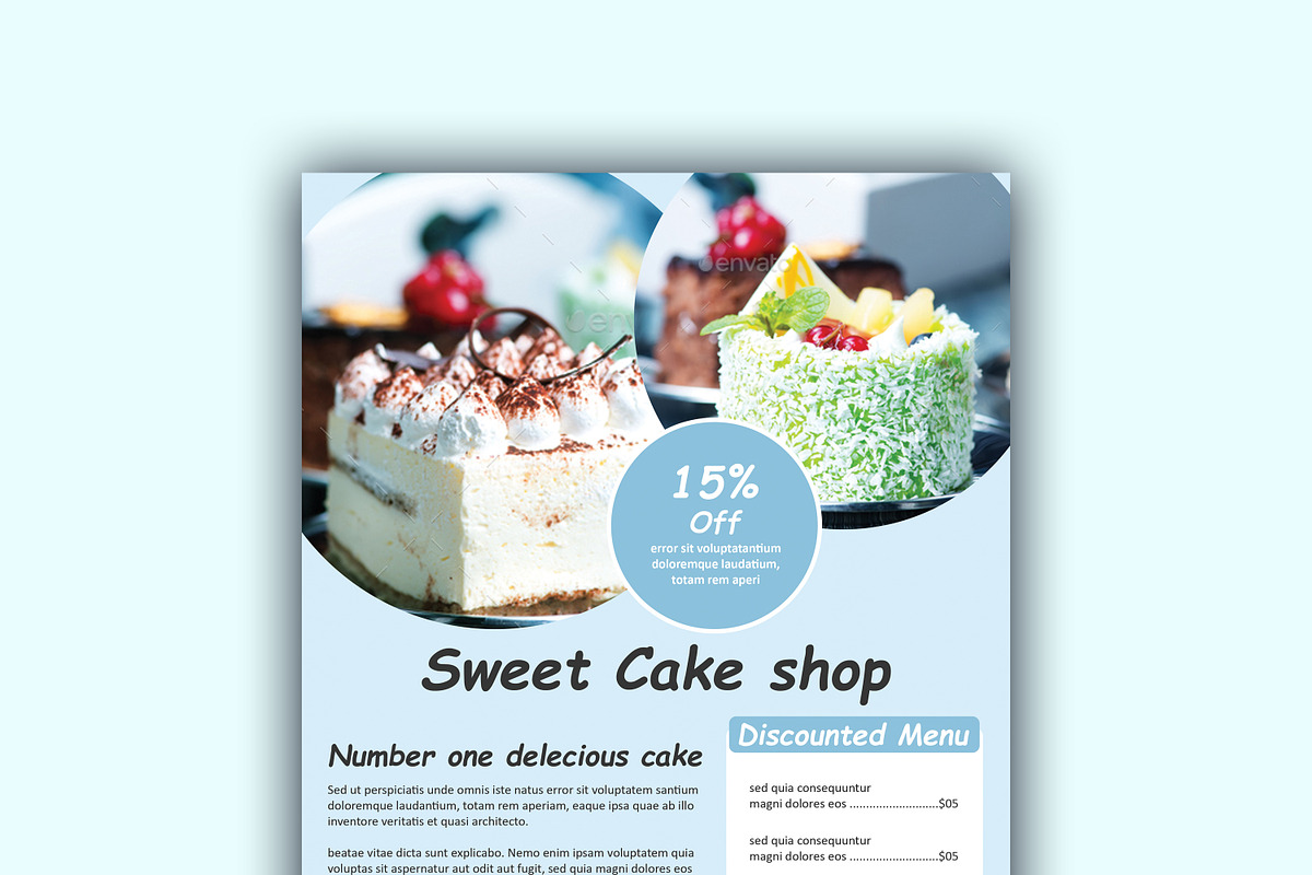 Cake Menu Design in Flyer Templates - product preview 8