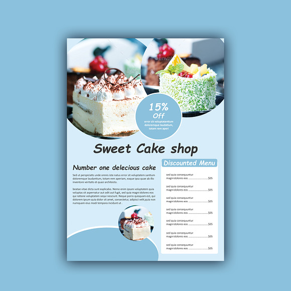 Cake Menu Design in Flyer Templates - product preview 1