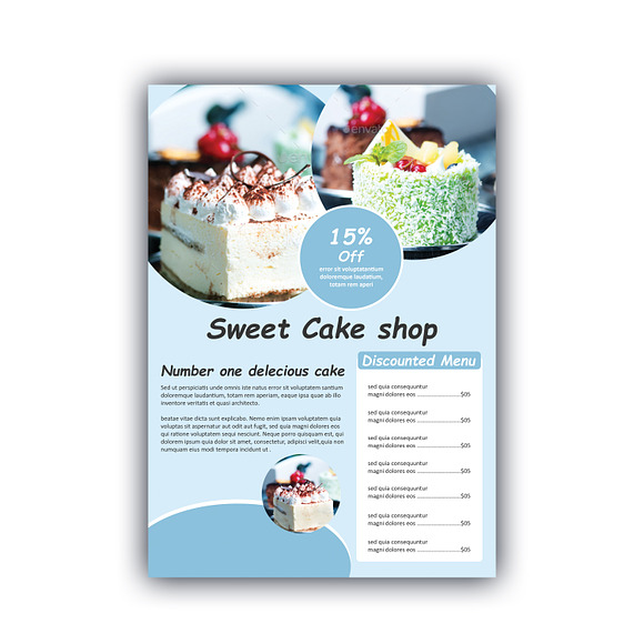 Cake Menu Design in Flyer Templates - product preview 2