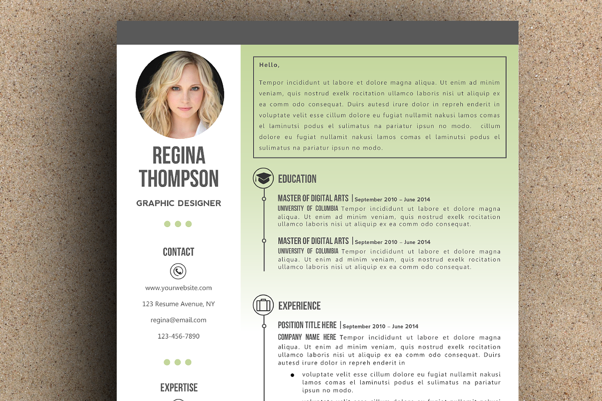 The Regina Resume pack - Green in Resume Templates - product preview 8