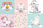 10 cute unicorn cartoon vector.
