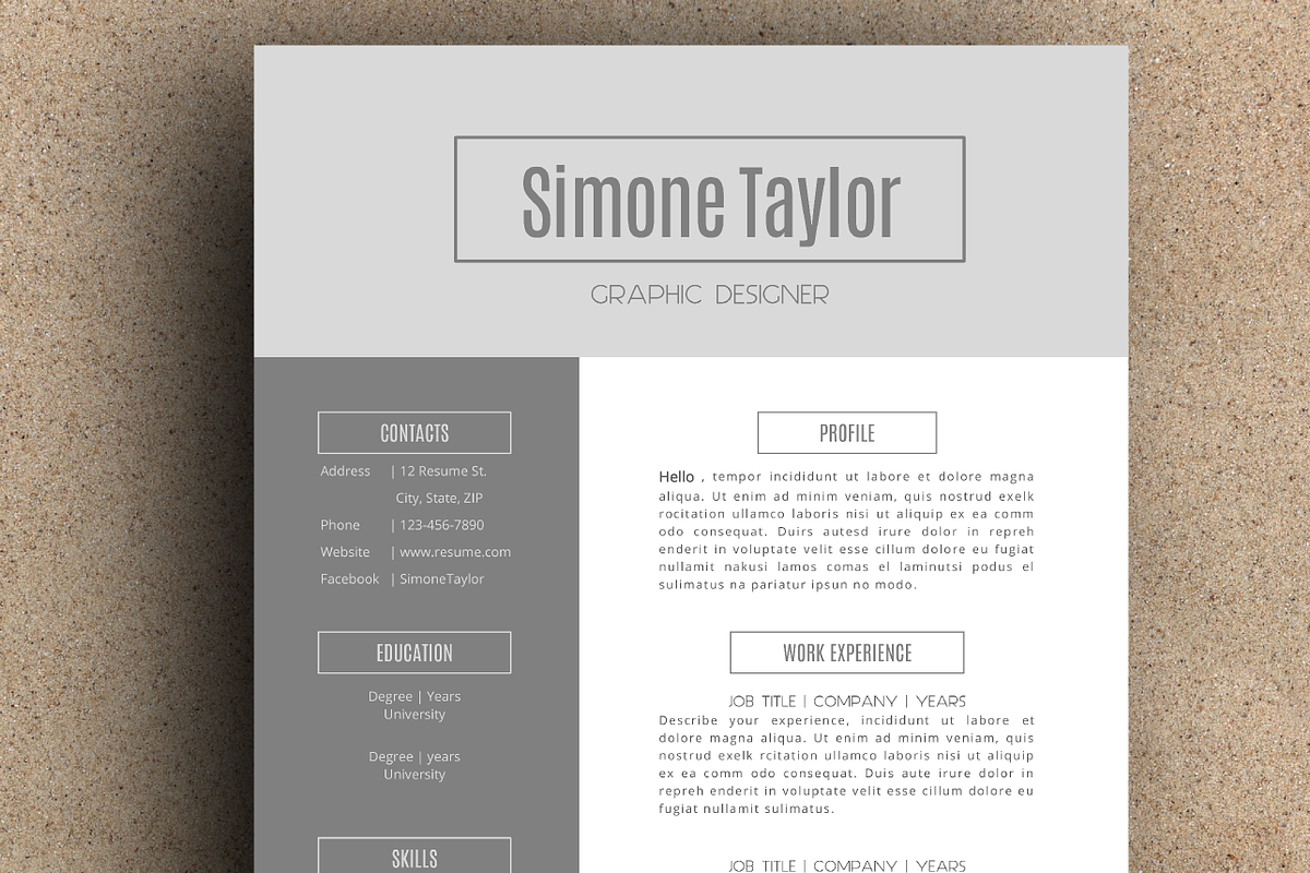 The Simone Resume Pack - Grey in Resume Templates - product preview 8