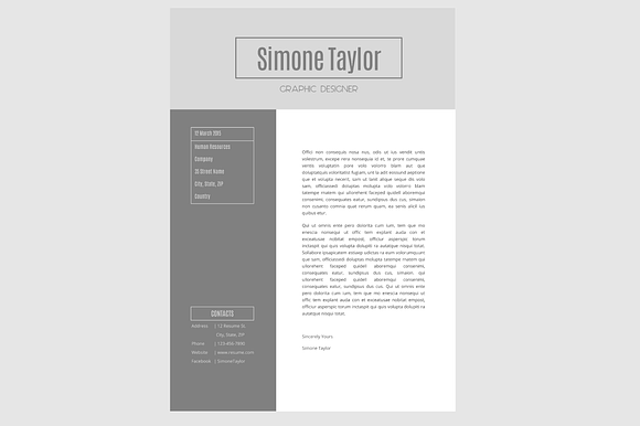 The Simone Resume Pack - Grey in Resume Templates - product preview 3