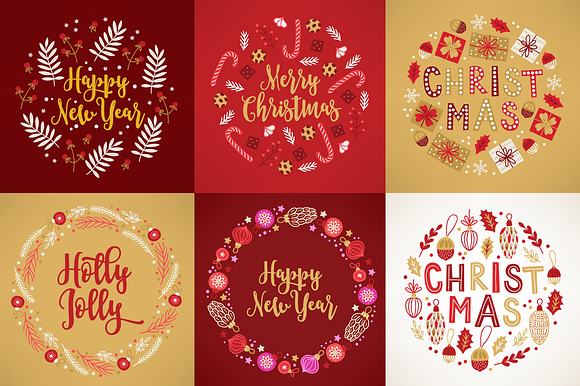 12 Christmas Wreaths in Illustrations - product preview 1