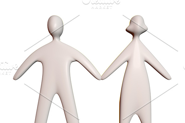3d couple illustration hold hands