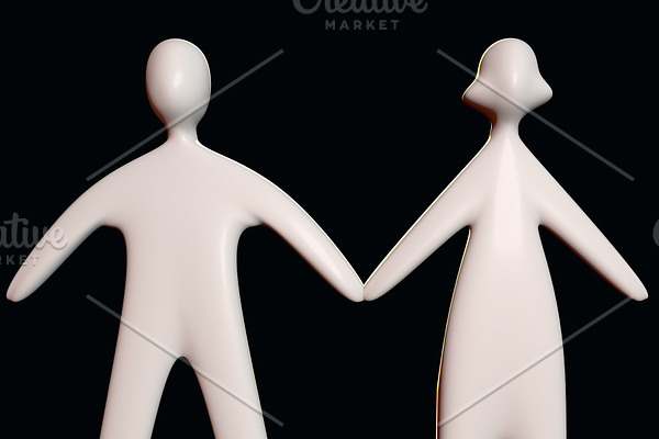 3d couple illustration hold hands