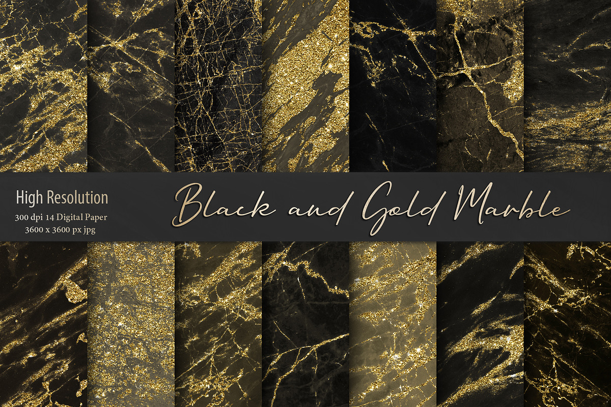 Gold Black Marble Textures in Textures - product preview 8