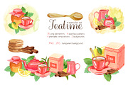 Teatime - Watercolor Clipart (Set)