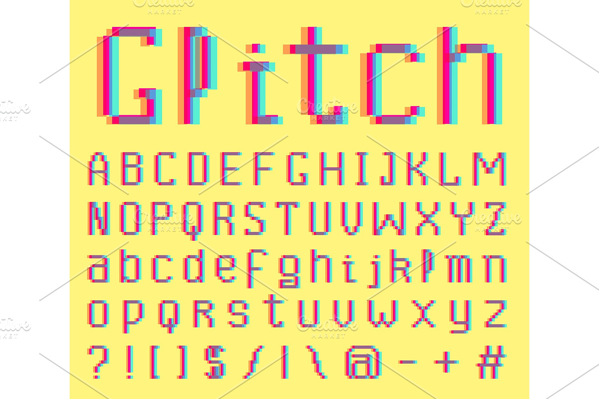 Pixel Glitch font. noise 8-bit in Illustrations - product preview 8