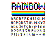 Pixel rainbow font. 8-bit