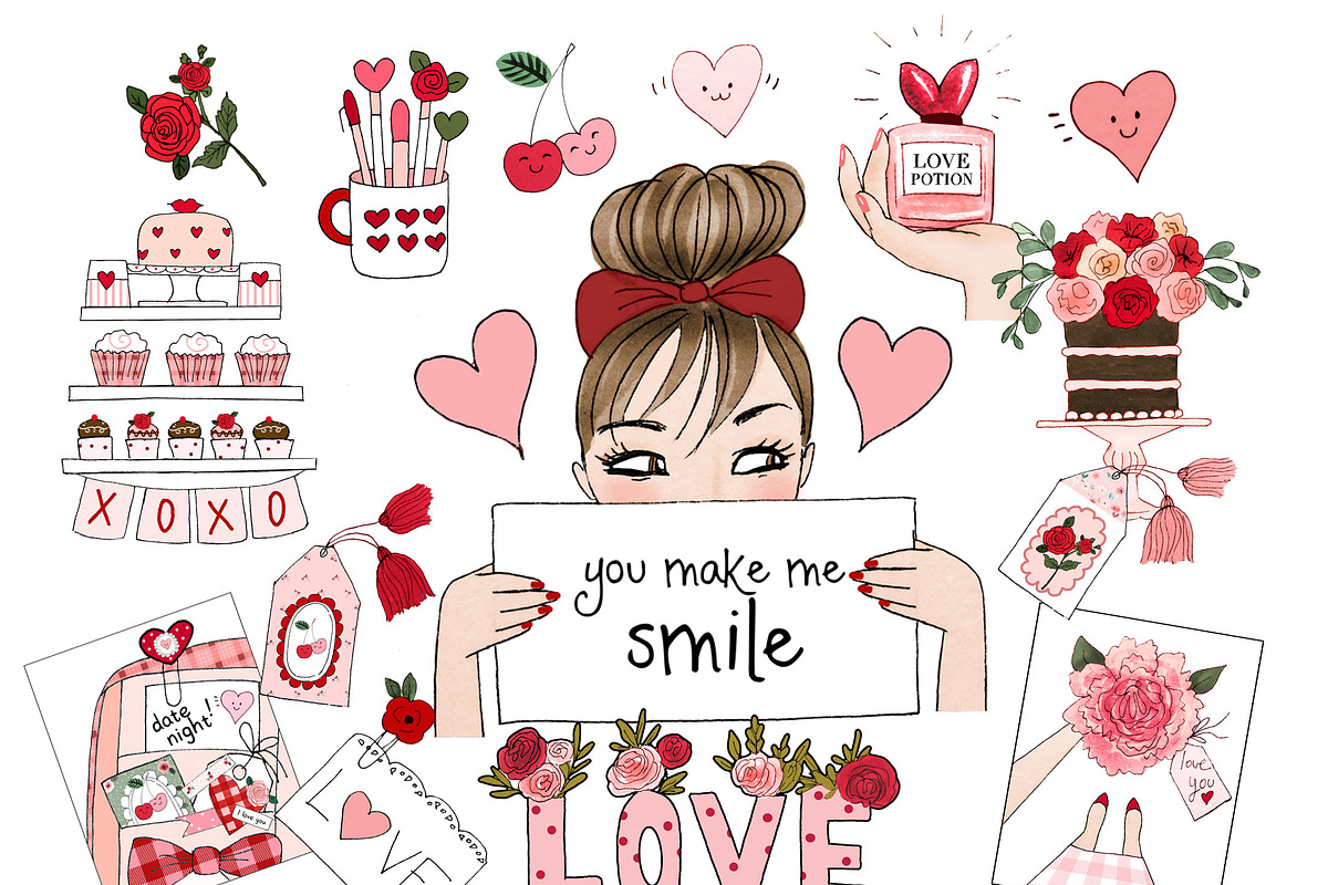 Valentine's clipart in Illustrations - product preview 8