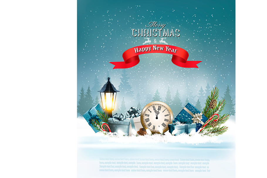 Christmas background with a lantern  in Illustrations - product preview 8