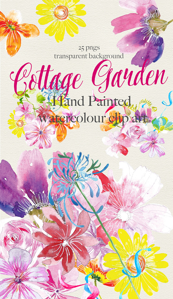 Flower clip art Cottage Garden in Illustrations - product preview 1