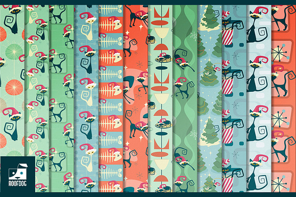 Christmas Cats Digital Paper in Patterns - product preview 1