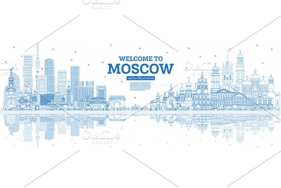 Outline Welcome to Moscow Russia  in Illustrations - product preview 8