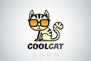 Cool Cat with Glass Logo Template