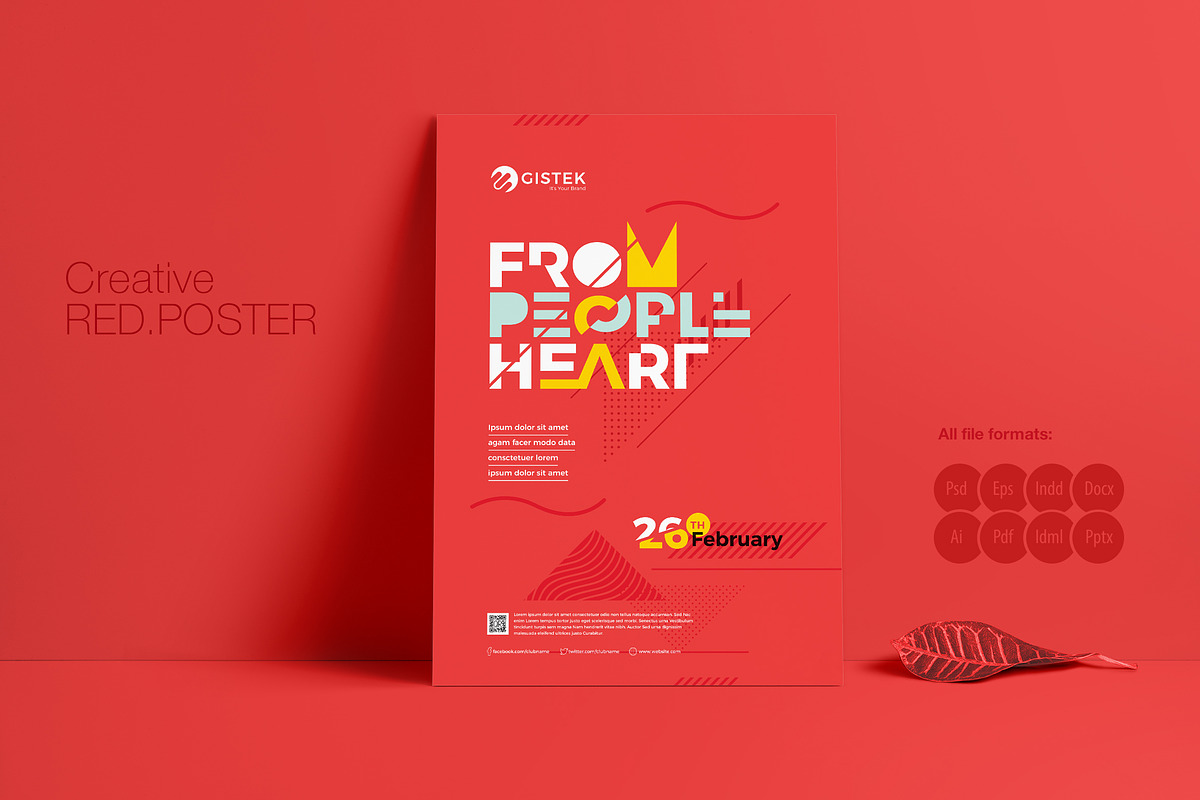 Minimal Red Poster in Flyer Templates - product preview 8
