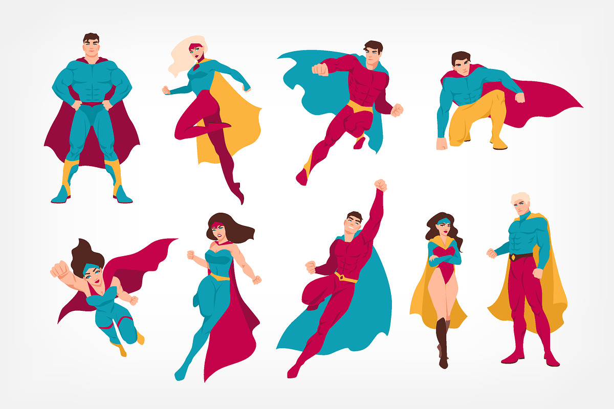 Superheroes set and seamless in Illustrations - product preview 8