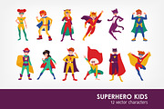 Kids superheroes character set