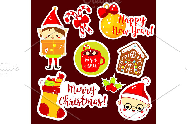 Cute kawaii Christmas stickers