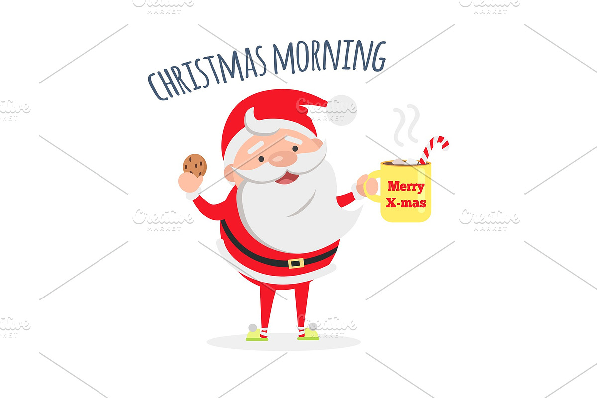 Santa Claus with Cup of Coffee and in Objects - product preview 8