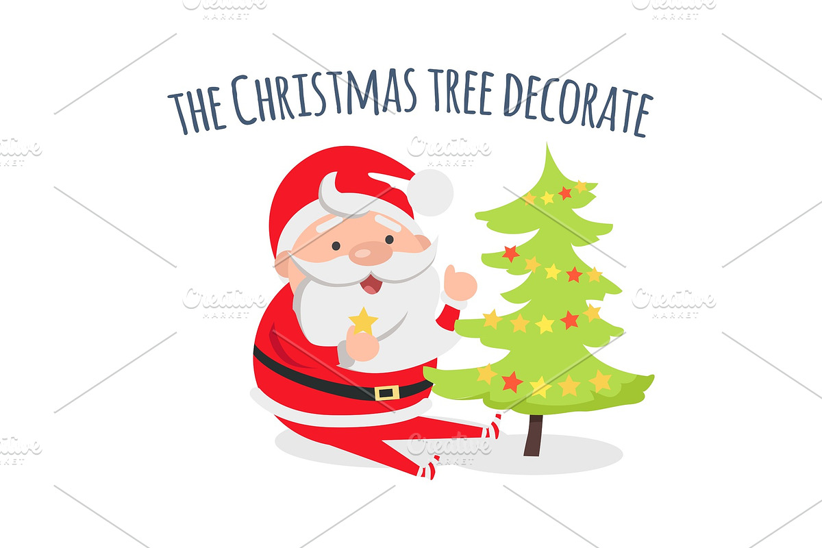 Santa Claus Decorate Xmas Tree in Objects - product preview 8