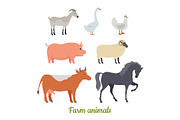 Farm Animals Set. Stickers for