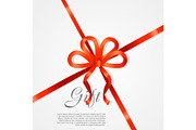 Gift. Red Wide Ribbon. Bright Bow