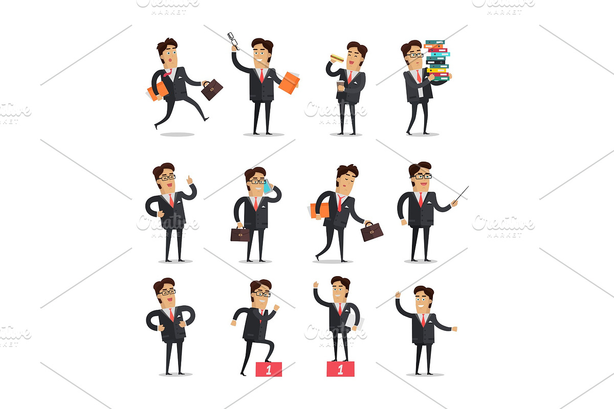 Set of Businessman in Different in Illustrations - product preview 8